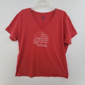 Life Is Good T-shirt Crusher Fit Land Of The Free Home Of The Brave Patriotic XX